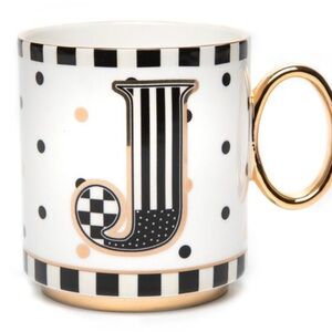 MacKenzie-Childs Black and Gold Monogram Mug
